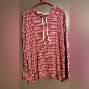 (6/$0) Striped Red and White Hoodie